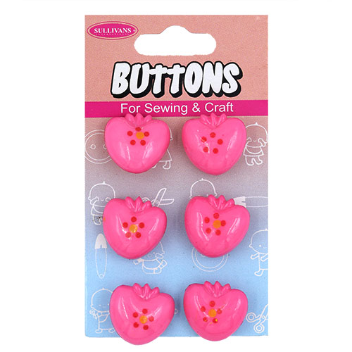 14959 Sullivans Buttons Card - Pink Strawberry - 6pcs