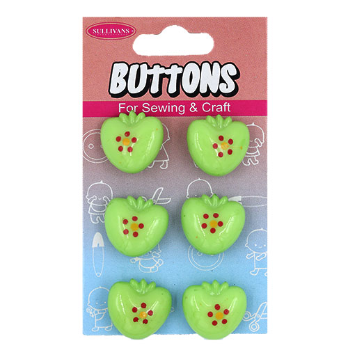 14961 Sullivans Buttons Card - Green Strawberry - 6pcs
