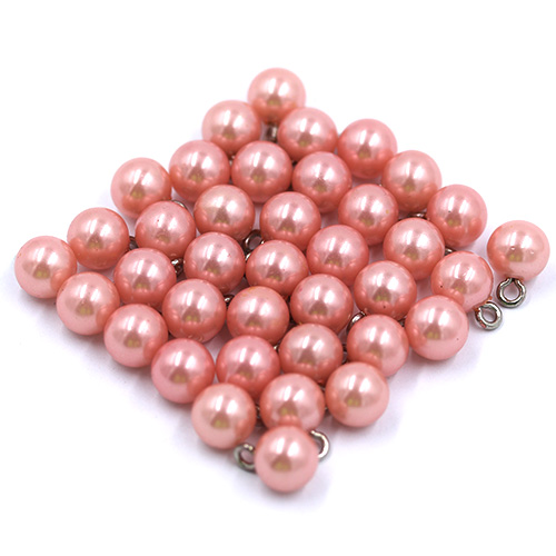 14969 Sullivans 8mm Pearl Ball Plastic Button With Metal Shank - Peach - 37 In A Tube