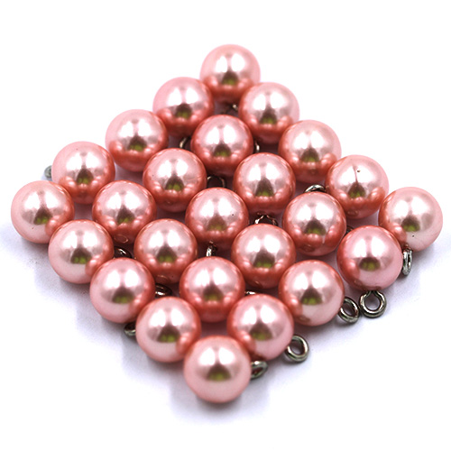 14971 Sullivans 10mm Pearl Ball Plastic Button With Metal Shank - Peach - 29 In A Tube