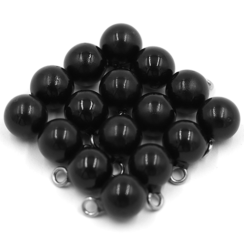 14972 Sullivans 10mm Pearl Ball Plastic Button With Metal Shank - Black - 29 In A Tube