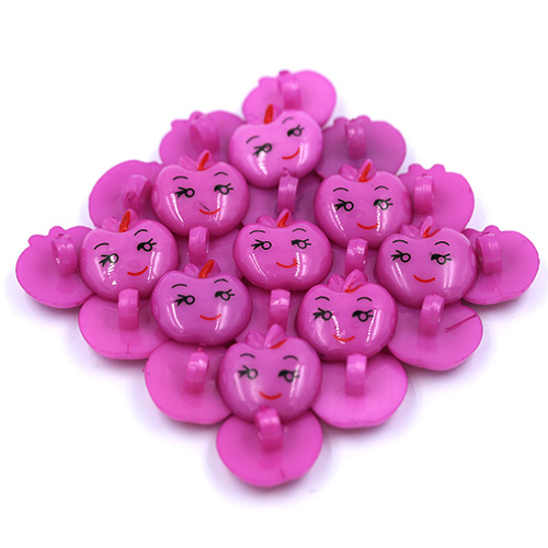 14985 Sullivans 18mm Kids Plastic Shank Button - Apple Face - Lilac - 35 In A Tube