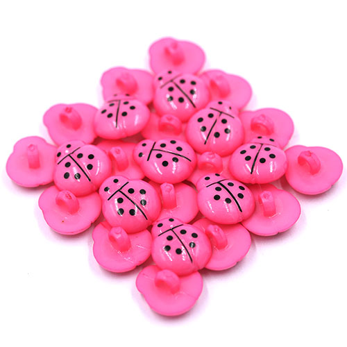 14993 Sullivans 15mm Kids Plastic Shank Button - Hot Pink Beetle - 35 In A Tube