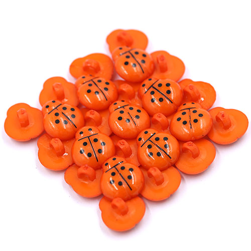14995 Sullivans 15mm Kids Plastic Shank Button - Orange Beetle - 35 In A Tube