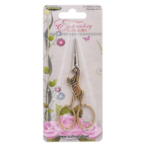 15012 Sullivans 100mm Heirloom Embroidery Scissors - Gold - Unicorn
