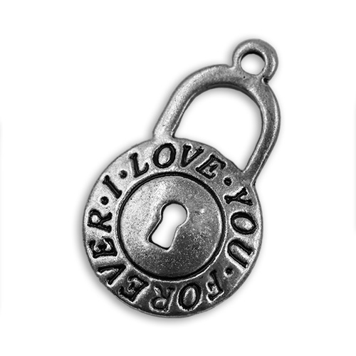 15188 Sullivans Charms - Silver Lock With Inscription - 50 In A Tube