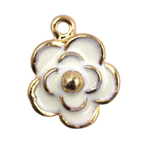 15290 Sullivans Charms - White & Gold Flower - 50 In A Tube