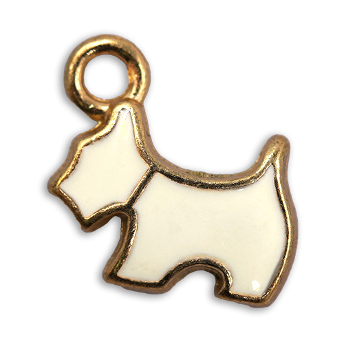 15292 Sullivans Charms - White & Gold Dog - 50 In A Tube