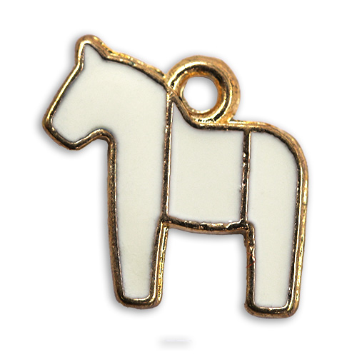 15293 Sullivans Charms - White & Gold Horse - 50 In A Tube