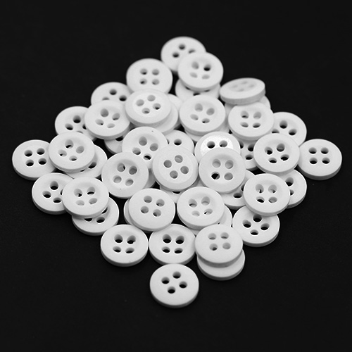 15307 Sullivans 10mm Round Plastic Opaque Button 4 Hole - White - 47 In A Tube