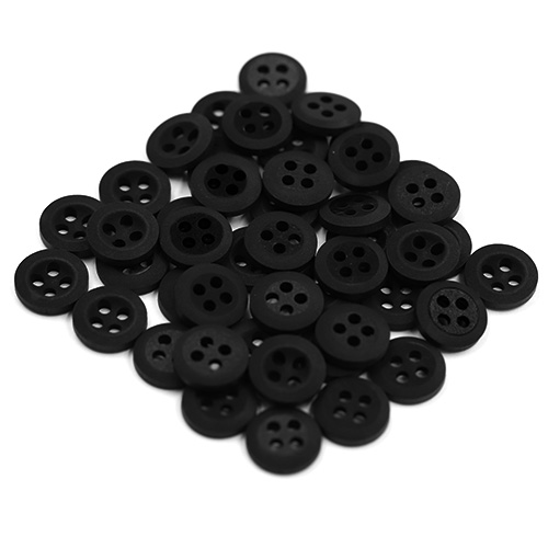 15308 Sullivans 10mm Round Plastic Opaque Button 4 Hole - Black - 47 In A Tube