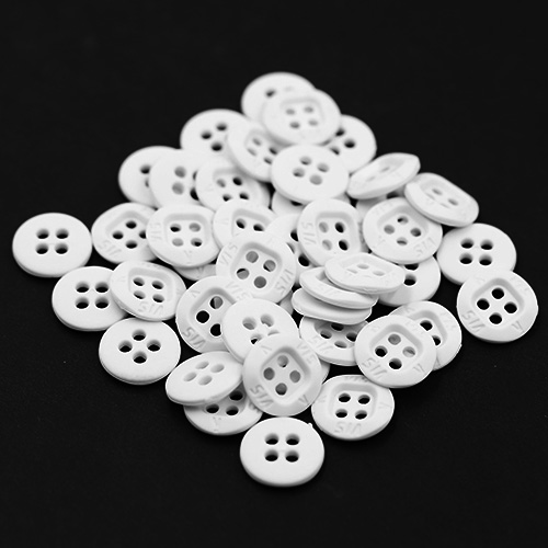 15309 Sullivans 12mm Round Plastic Opaque Button 4 Hole - White - 44 In A Tube