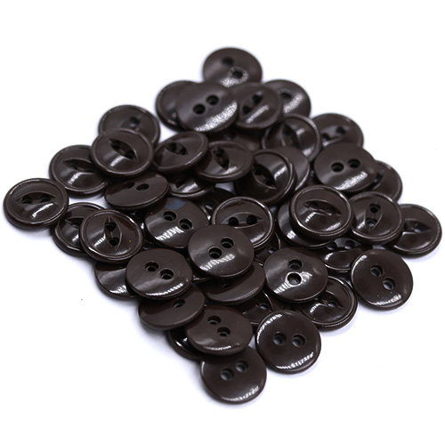15312 Sullivans 12mm Round Plastic Rimmed Button 2 Hole - Brown - 150 In A Tube