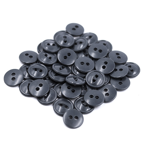 15313 Sullivans 12mm Round Plastic Rimmed Button 2 Hole - Dark Grey - 150 In A Tube