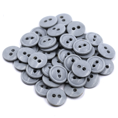 15314 Sullivans 12mm Round Plastic Rimmed Button 2 Hole - Light Grey - 150 In A Tube