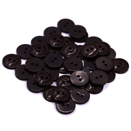 15316 Sullivans 15mm Round Plastic Rimmed Button 2 Hole - Dark Brown - 189 In A Tube