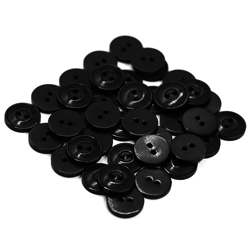 15317 Sullivans 15mm Round Plastic Rimmed Button 2 Hole - Black - 189 In A Tube