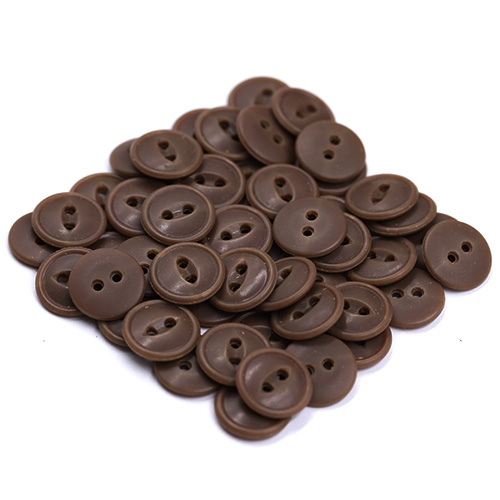15321 Sullivans 15mm Round Plastic Rimmed Button 2 Hole - Light Brown - 189 In A Tube