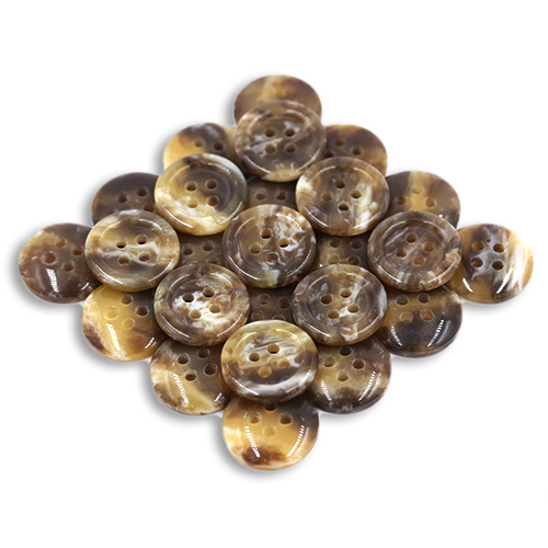 15368 Sullivans 15mm Round Plastic Button 4 Hole - Natural/brown Two Tone Effect - 39 In A Tube