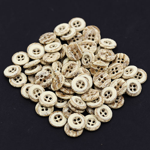 15373 Sullivans 13mm Round Plastic Button 4 Hole - Crater Effect - Natural - 75 In A Tube