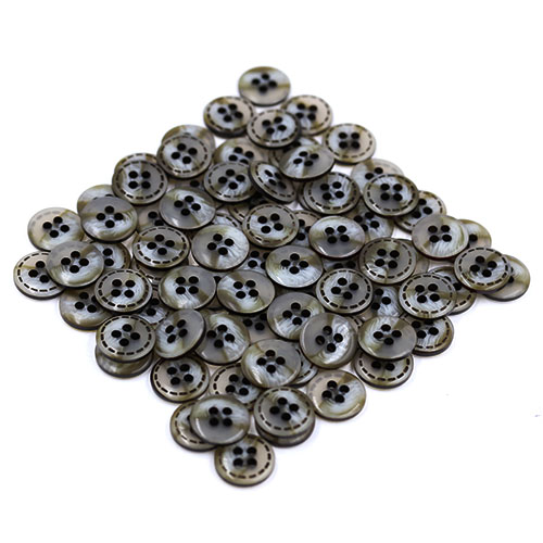 15375 Sullivans 15mm Round Plastic Button 4 Hole With Slotted Perforated Border - Smokey - 75 In A Tube