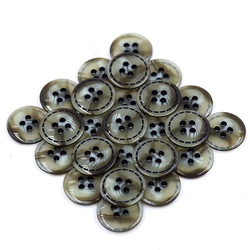 15376 Sullivans 18mm Round Plastic Button 4 Hole With Slotted Perforated Border - Smokey - 55 In A Tube