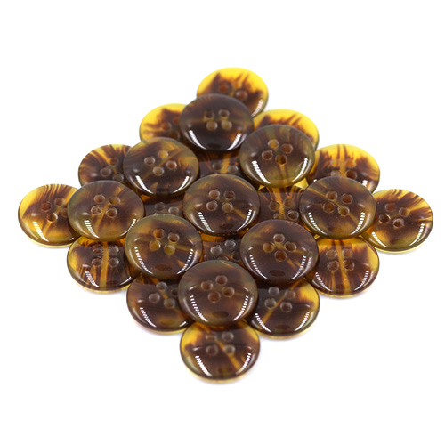 15402 Sullivans 15mm Round Plastic Button 4 Hole - Two Tone Amber - 85 In A Tube