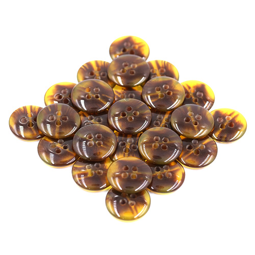 15403 Sullivans 18mm Round Plastic Button 4 Hole - Two Tone Amber - 44 In A Tube