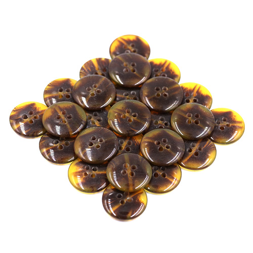 15404 Sullivans 21mm Round Plastic Button 4 Hole - Two Tone Amber - 34 In A Tube
