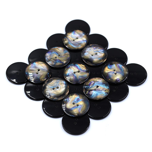 15415 Sullivans 23mm Round Plastic Button 2 Hole - Black Opal Effect - 64 In A Tube