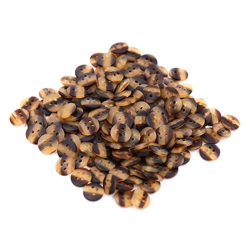 15426 Sullivans 10mm Round Plastic Button 4 Hole With Brown Middle Stripe - Beige - 150 In A Tube