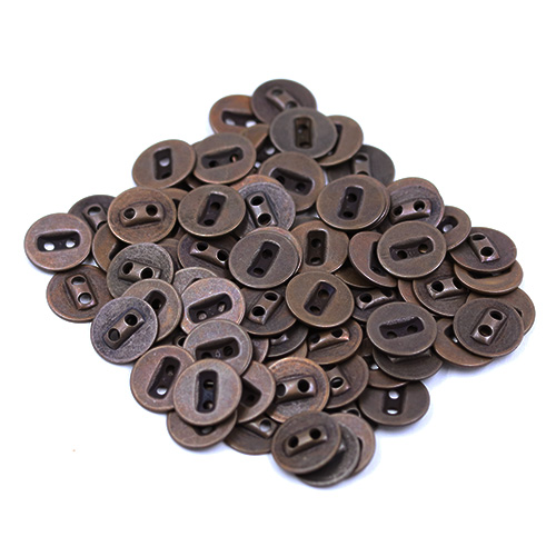 15428 Sullivans 11mm Round Metal Button 2 Hole With Rectangle Insert - Bronze - 39 In A Tube