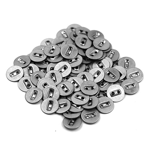 15429 Sullivans 11mm Round Metal Button 2 Hole With Rectangle Insert - Silver - 39 In A Tube