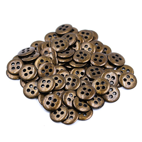 15430 Sullivans 12mm Round Metal Button 4 Hole - Bronze - 39 In A Tube