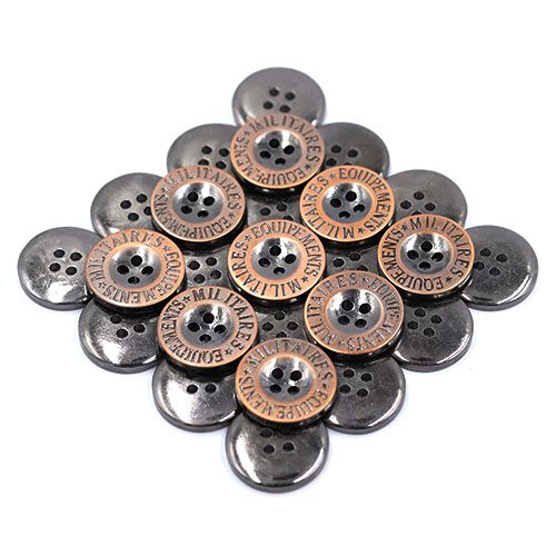 15442 Sullivans 20mm Round Metal Button 4 Hole  With Militaires Equipements Brand - Bronze - 40 In A Tube