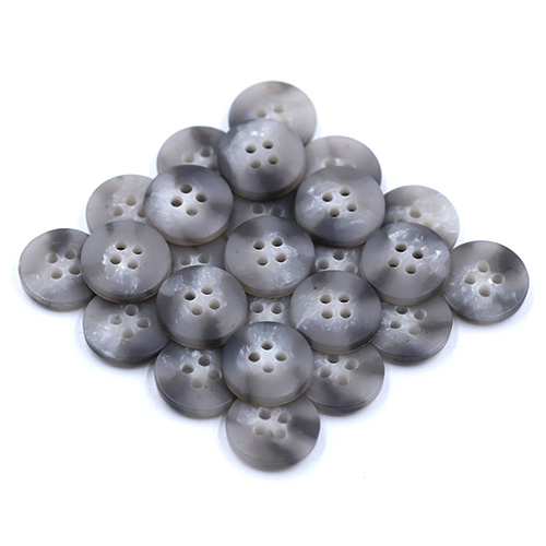 15447 Sullivans 15mm Round Plastic Button 4 Hole - Two Tone Grey - 39 In A Tube