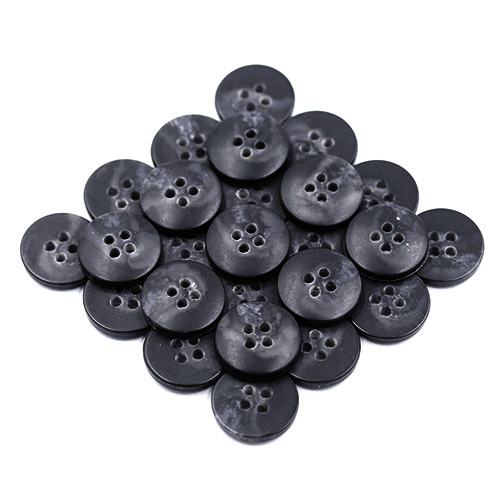15452 Sullivans 15mm Round Plastic Button 4 Hole - Two Tone Black - 39 In A Tube