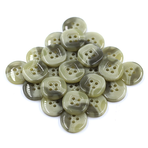 15466 Sullivans 15mm Round Plastic Button 4 Hole With Square Insert - Two Tone Jade - 39 In A Tube