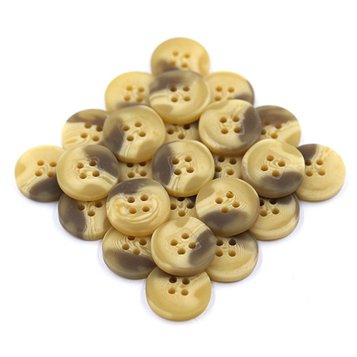 15467 Sullivans 15mm Round Plastic Button 4 Hole With Square Insert - Two Tone Natural - 39 In A Tube