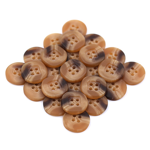 15468 Sullivans 15mm Round Plastic Button 4 Hole With Square Insert - Two Tone Tan - 39 In A Tube