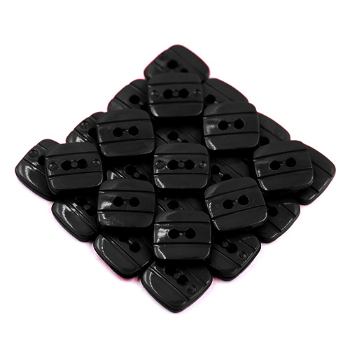 15753 Sullivans 15mm Square Plastic Button 2 Hole - Black - 49 In A Tube