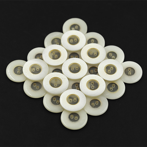 15787 Sullivans 21mm Clear Round Plastic Button 2 Hole With Block Border - White - 11 In A Tube