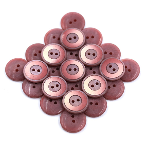 15919 Sullivans 16mm Three Ringed Round Plastic Button 2 Hole - Dusty Pink - 14 In A Tube