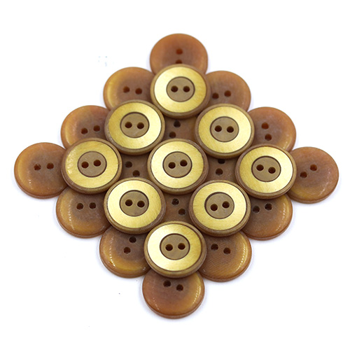 15922 Sullivans 16mm Three Ringed Round Plastic Button 2 Hole - Mustard - Bag Of 100