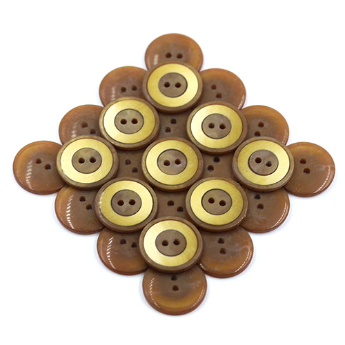15940 Sullivans 23mm Three Ringed Round Plastic Button 2 Hole - Mustard - 9 In A Tube