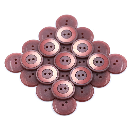 15943 Sullivans 23mm Three Ringed Round Plastic Button 2 Hole - Dusty Pink - 9 In A Tube