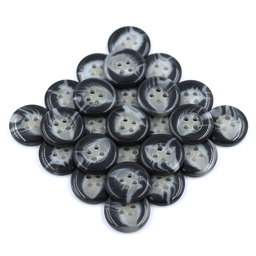 15955 Sullivans 15mm Swirl Two Tone Round Plastic Button 4 Hole - Dark Grey - 78 In A Tube