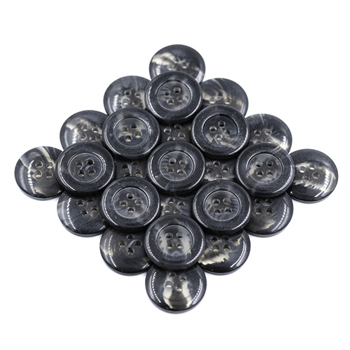 15976 Sullivans 20mm Swirl Two Tone Round Plastic Button 4 Hole - Black - Bag Of 100