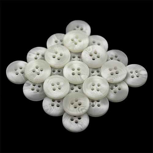 16519 Sullivans 18mm Round Plastic Button With Four Holes - Opaque White -  50 In A Tube