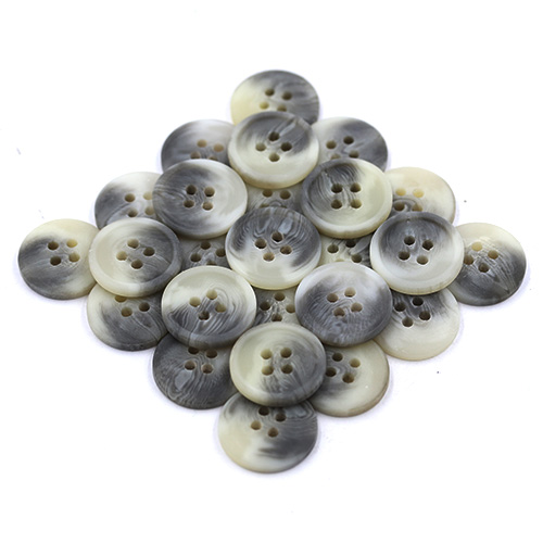 16530 Sullivans 18mm Round Plastic Button With Four Holes - Two Tone Light Grey -  Bag Of 100